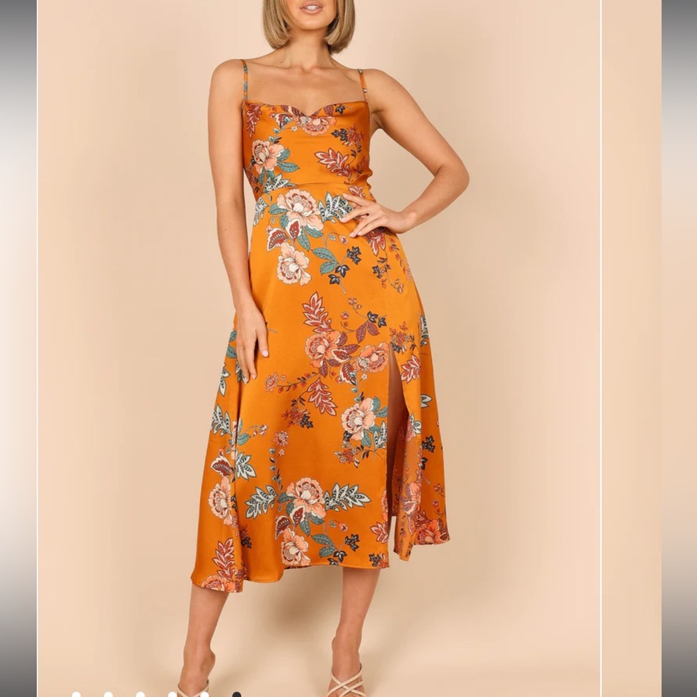 Petal & Pup Doriah Cowl Neck Midi Dress - Tan